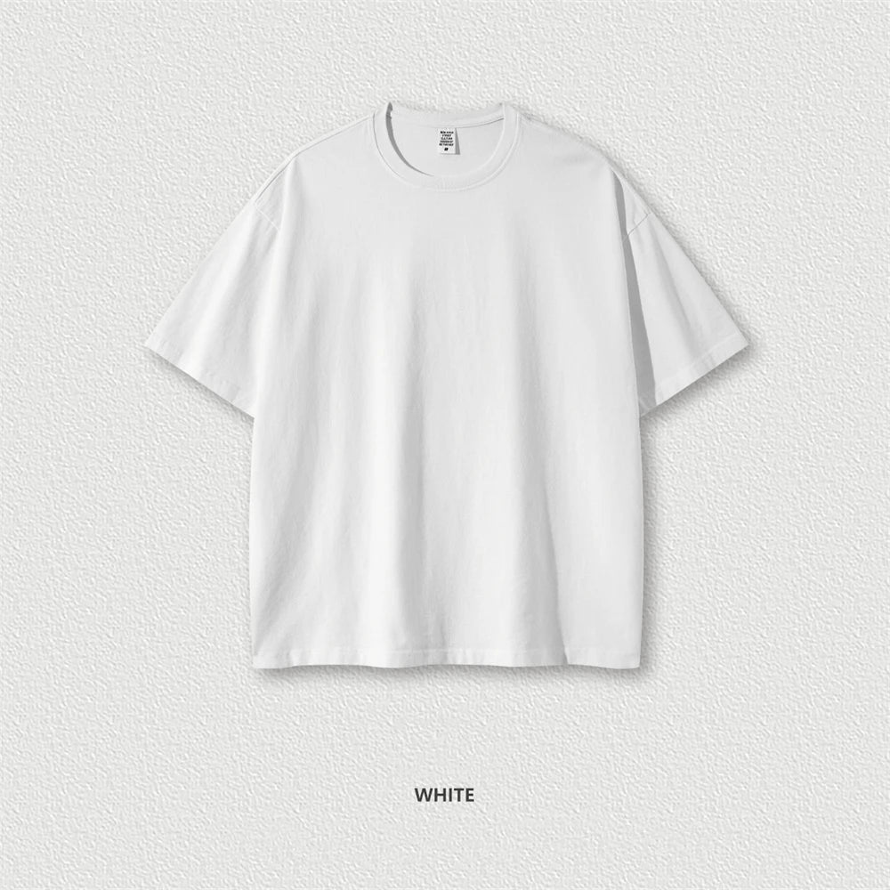 ZODF New Summer Men Washed Batik Cotton T Shirts Unisex American Retro High Street 270gsm Short Sleeve Tees Streetwear HY0489