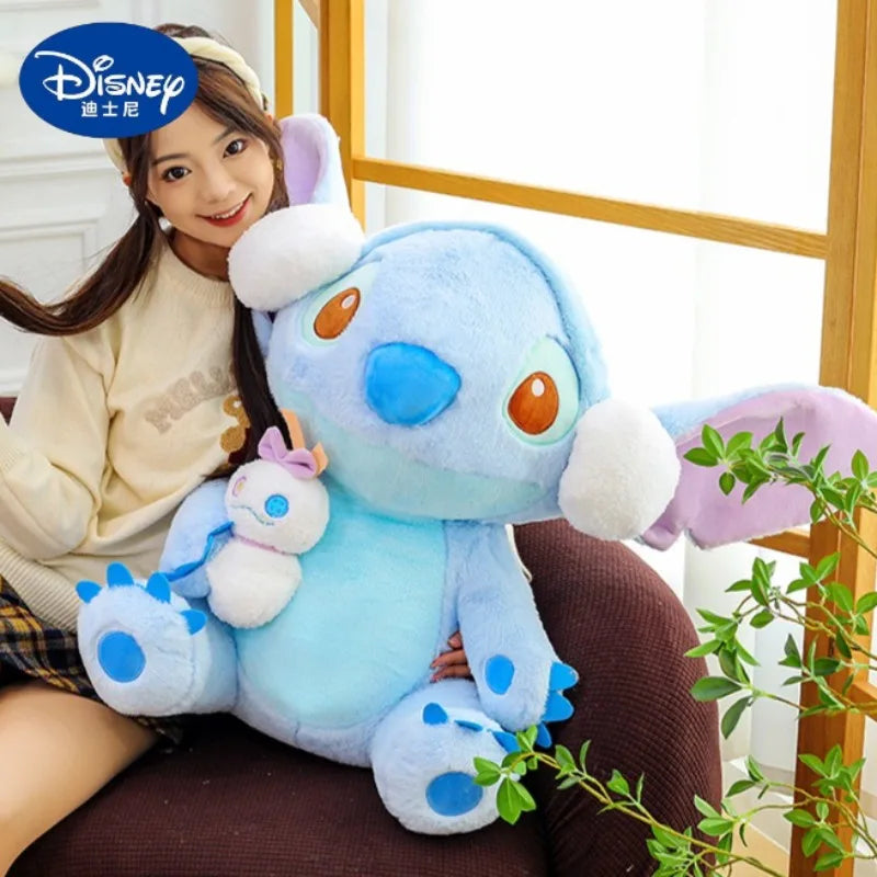60/80/100cm Super Big Size Stitch Winter Disney Kawaii Anime Plush Stuffed Doll Cartoon Plushies Children's Pillow Holiday Gift