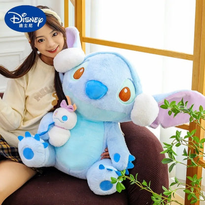 60/80/100cm Super Big Size Stitch Winter Disney Kawaii Anime Plush Stuffed Doll Cartoon Plushies Children's Pillow Holiday Gift