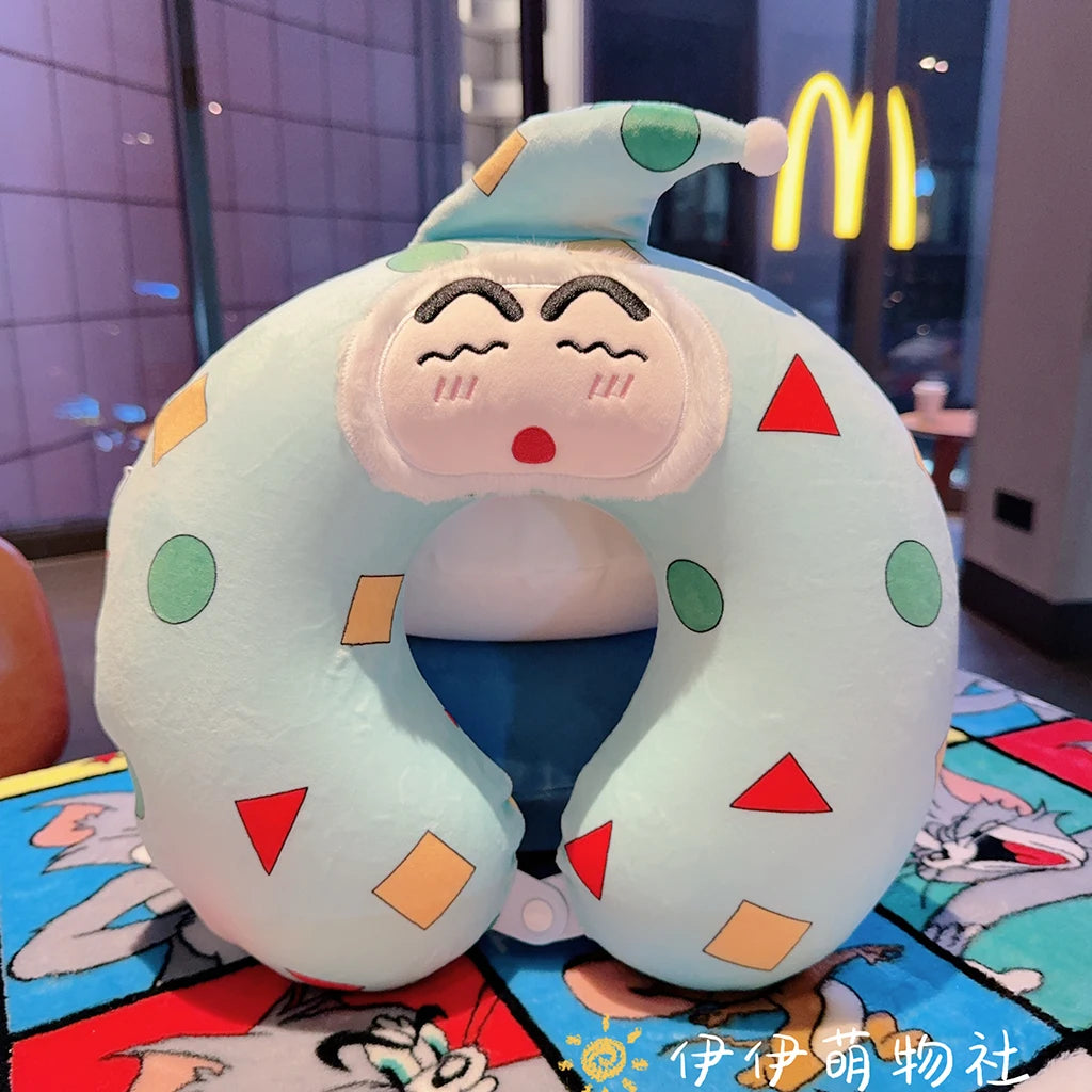 Memory Foam Cartoon Crayon Shin Chan U-shaped Pillow Travel Portable Neck Pillow Office Slow Rebound Napping Pillow Washable