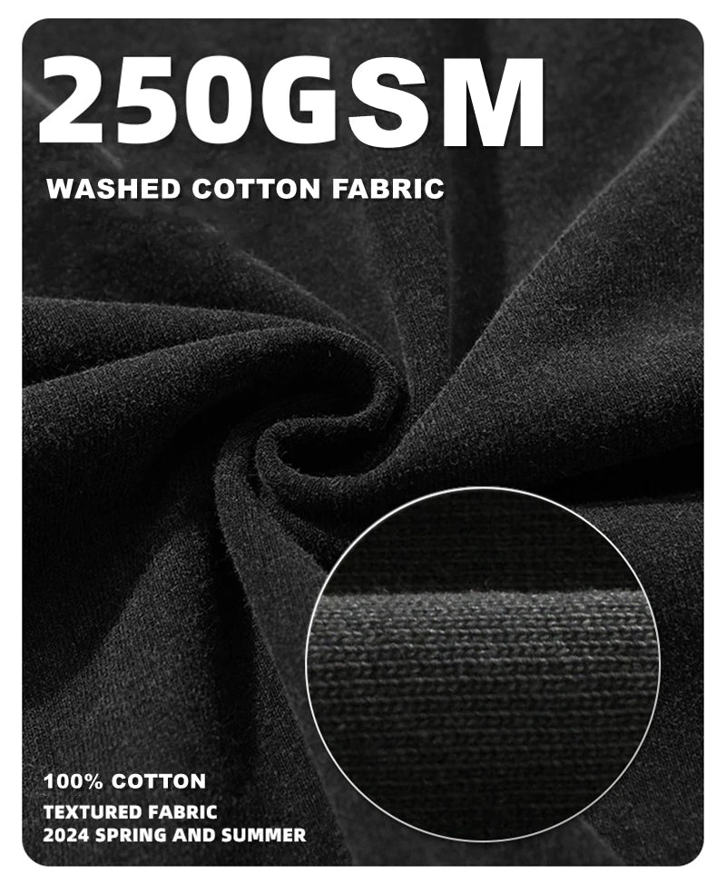 ZODF Men 2024 Retro Summer Washed Solid Cotton T-Shirts Unisex Retro Loose High Street 250gsm Basic Tees Streerwears HY0075