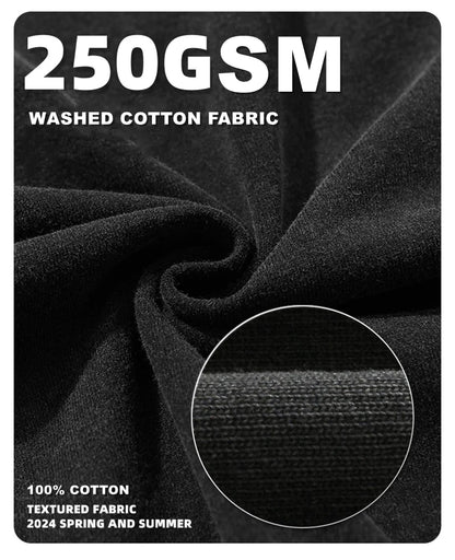 ZODF Men 2024 Retro Summer Washed Solid Cotton T-Shirts Unisex Retro Loose High Street 250gsm Basic Tees Streerwears HY0075