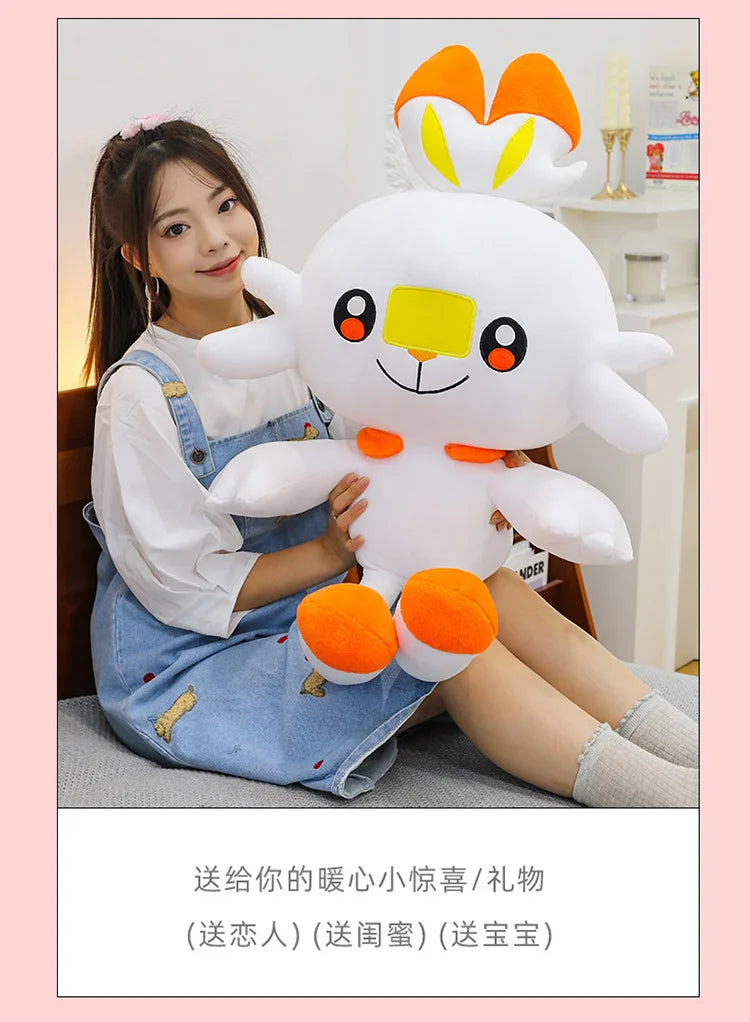50/70/90cm Big Size Pokemon Scorbunny Anime Plush Stuffed Doll Room Decoration Kawaii Plushies Pillow Ornaments Holiday Gifts