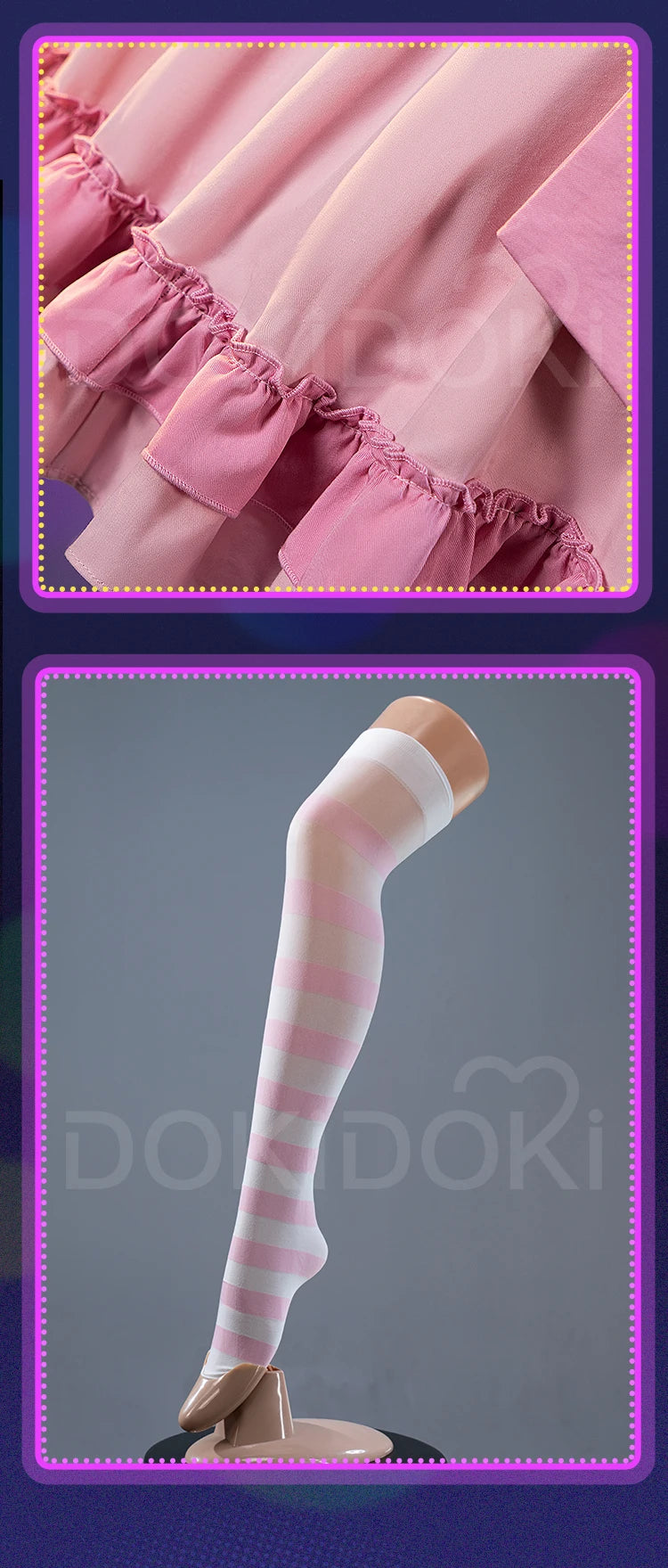 Stocking Cosplay Costume Anime DokiDoki-R Women Pink Dress Cute Stocking Cosplay Costume Lolita