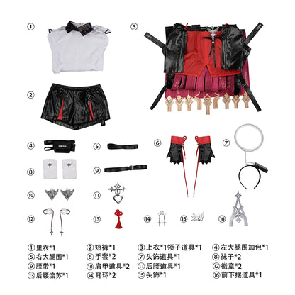 iCoser Arknights Exusiai The New Covenant Cosplay Costume Wig Uniform Luminous Headwear Halloween Party for Women Girls Carnival