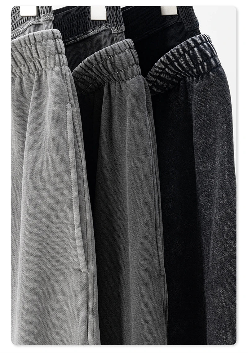 ZODF Retro Women Washed 370gsm Straight Pants Vintage Girls Female Loose Double Waist Wide Leg Cotton Trousers HY1150