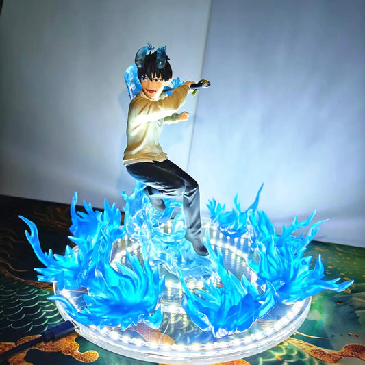 Ao no Exorcist Anime Okumura Rin Action Figures Flames of Satan Blue Flames DIY Led Night Lamp Figurine Toys PVC Model Collector