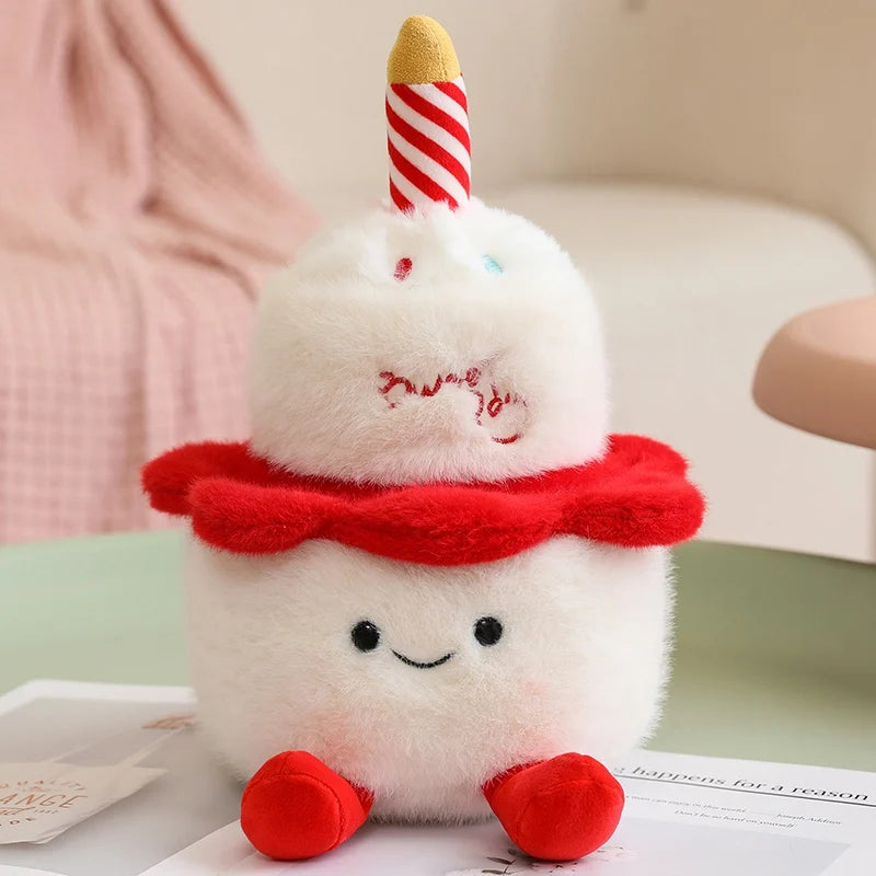 30cm Kawaii Soft Birthday Cake Plush Pillow Cute Cream Bear Strawberry Cake Stuffed Toy Huggable Pillow Cushion Nice Gift