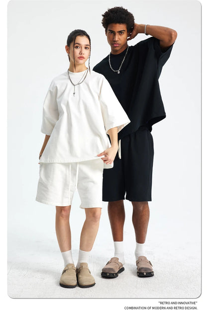 ZODF Trendy 2025 Summer Men’s 275gsm Cotton Seamless Oversized O-Neck Casual T-Shirt HY1030