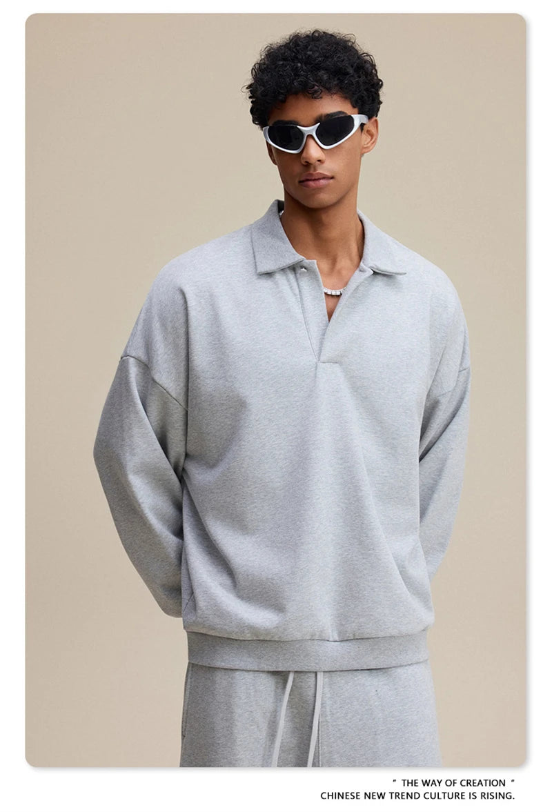 ZODF Casual 2025 Autumn 445gsm Sweatshirt For Man Unisex Turn Down Collar Solid Fleece Pullovers Winter Coats HY1111