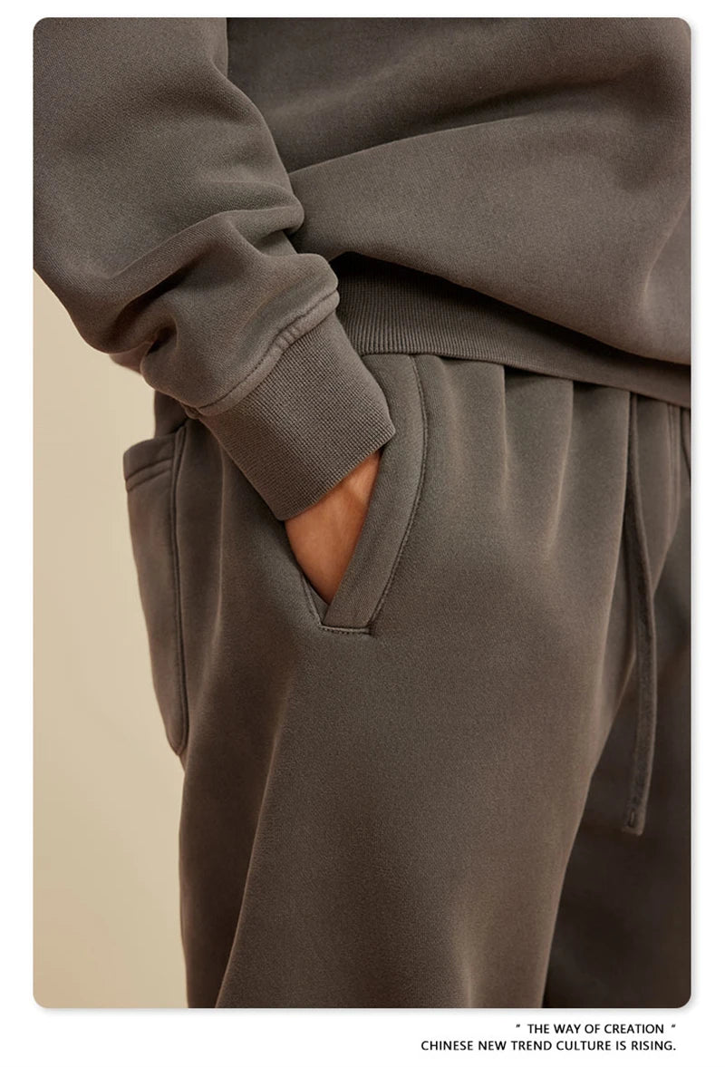 ZODF 2025 Autumn Winter Men’s Washed Fleece Sweatpants 355gsm Loose Retro Joggers Streetwear HY0653