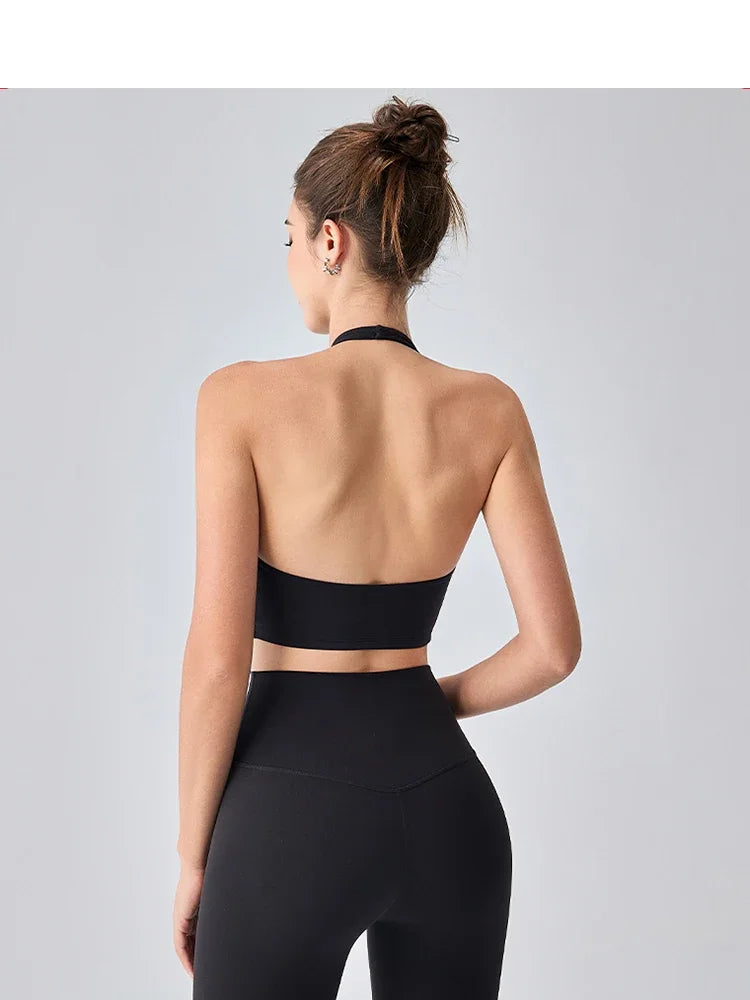 Sexy Sports Bra for Women Halter Yoga Tank Top Seamless Shockproof Push Up Fitness Gym Workout Fast Dry Underwear
