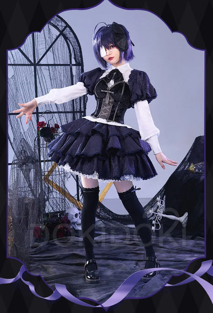 IN STOCK Takanashi Rikka Cosplay Costume Anime Love, Chunibyo & Other Delusions DokiDoki-SR Rikka Lolita Dress Gothic Costume