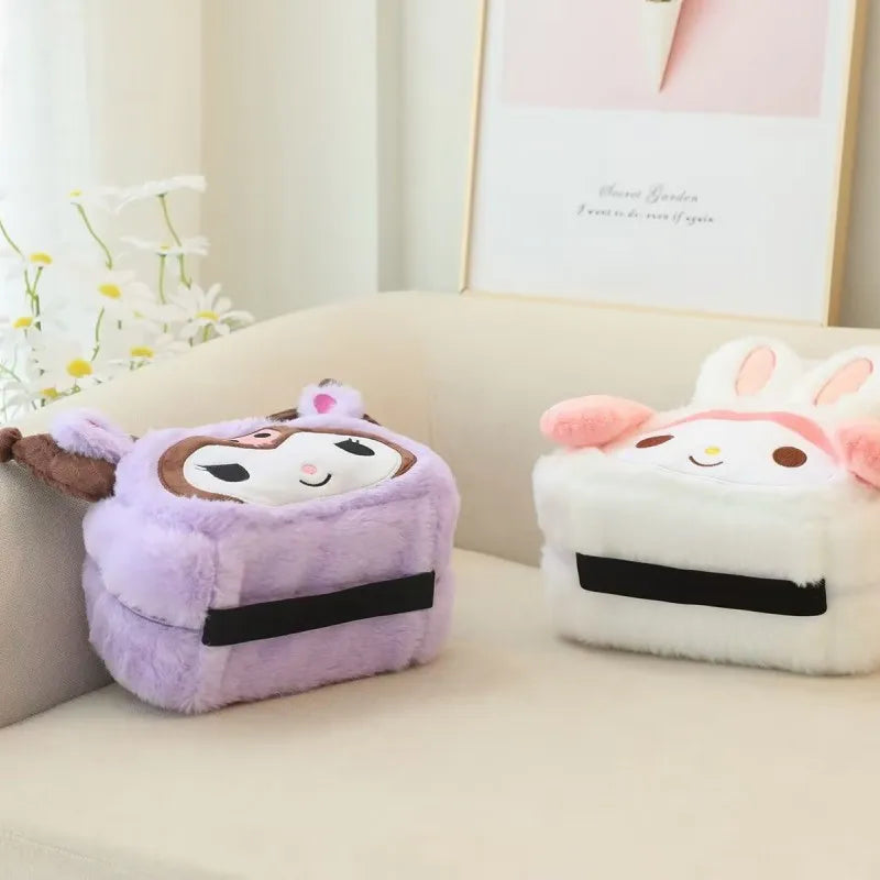 Sanrio Kuromi My Melody Cinnamoroll Cute Plush Storage Bag Plush Tissue Box Plush Makeup Bag Multifunctional Package