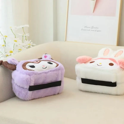 Sanrio Kuromi My Melody Cinnamoroll Cute Plush Storage Bag Plush Tissue Box Plush Makeup Bag Multifunctional Package