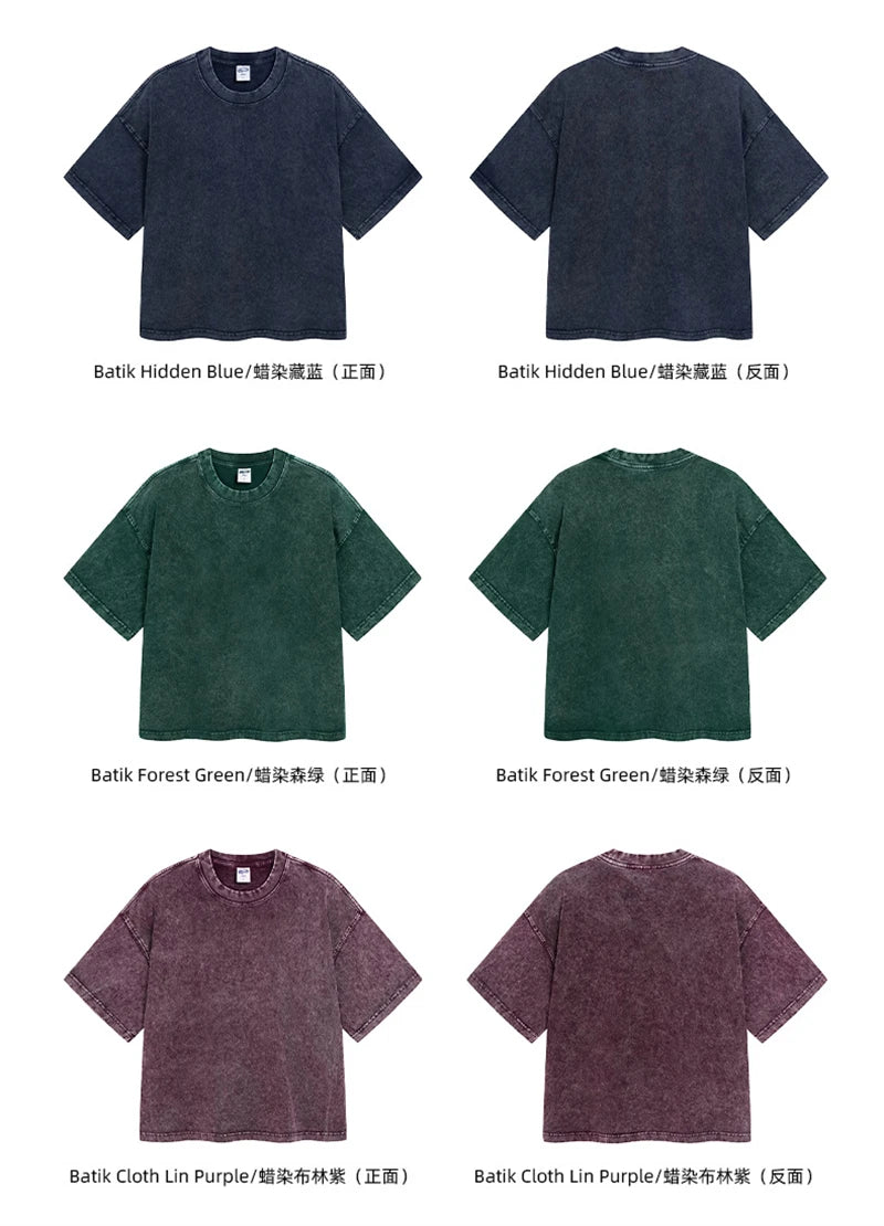 ZODF New Hip Hop Washed Cotton Boxy T-Shirts For Men Unisex Retro Loose Fit Basic Short Version T Shirt Brand Tops HY1076