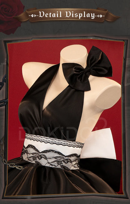 Lukaa Cosplay Costume DokiDoki-R Women Cute Black Full Dress Lukaa Cosplay Headphone Butterfly Female Cosplay