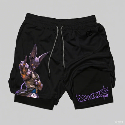 Dragon Ball Goku Anime Gym Shorts Men Double-layer 2-in-1 Sports Pants New Summer Japanese Cartoon Print Beach Pants Streetwear