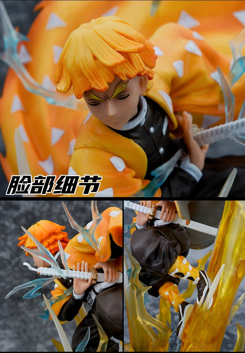 Demon Slayer Figure Agatsuma Zenitsu Double-Headed Luminescable Action Figurine Decoration Model Toys Gift 35cm Anime Statue Pv