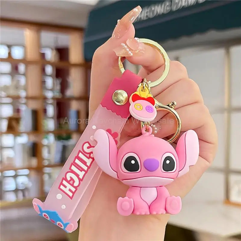 New Anime Disney Keychain Mickey Mouse Minnie Lilo & Stitch Cartoon Keyring Key Chain Car Pendant Kids Toys Gift Wholesale