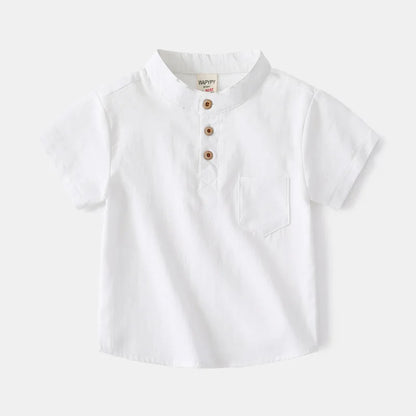 Soft Boys Shirts Summer Cotton Shirt 2 to 3 4 5 6 7 Years Kids Shirts Basic White Shirt Blue Casual Shirts Children's Clothing