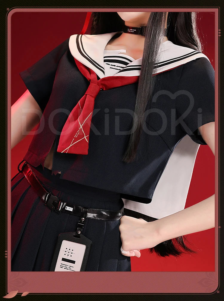 CHISA Cosplay Costume Game Wuthering Waves DokiDoki-SR Women Black JK Uniform Halloween CHISA Suit Coat Cosplay Wig