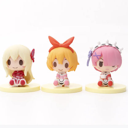 6Pcs/set Cute Mini Anime Figure Re Zero Start Life In Another World Figure PVC Model Doll Toys Japanese Dolls Birthday Gifts