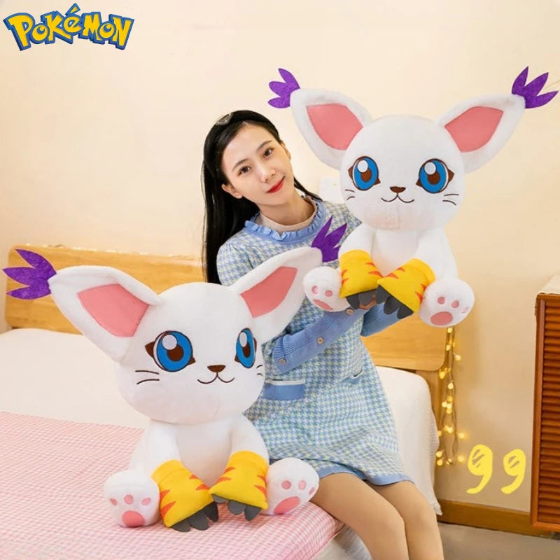 40-80CM Large Big Size Gatomon Plushies Tailmon Peluche Cartoon Anime Plush Comfortable Soft Doll Children's Ornament Toy Gifts