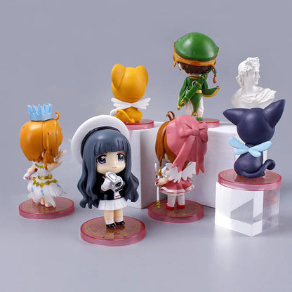 6Pcs Anime Card Captor Figure KINOMOTO SAKURA LI SYAORAN Daidouji Tomoyo CERBERUS Set Model Toy Cake Gift Action Figure PVC