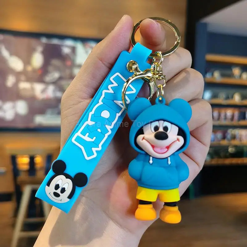 Anime Disney Keychain Mickey Mouse Minnie Lilo & Stitch Keyring Ornament Cartoon kawaii Key Chain Car Pendant Kids Toys Gift