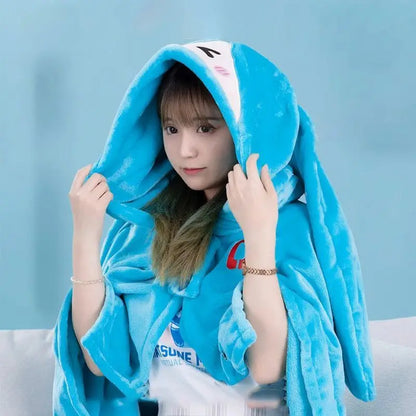 Kawaii Hatsune Itabag Multifunctional Hooded Air Conditioning Blanket Flannel Cloak Soft And Warm Nap Shawl Miku Surprise Gift
