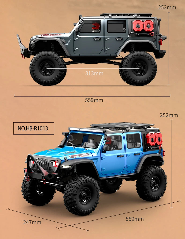 1/10 RC Car HB RTR R1011 Remote Control Vehicle 2.4G Full Proportional Rock Crawler LED Light 4WD Off-Road Climbing Truck Toys