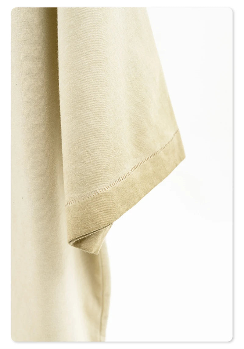 ZODF 2025 Summer Washed 275gsm Solid Cotton T-shirt For Men Unisex Oversized Short Sleeve T Shits Brand Tops HY0981