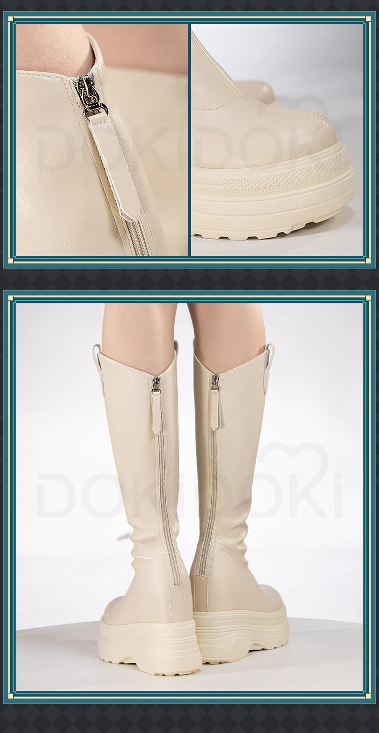 IN STOCK Women Cosplay Props 18cm Heightening Shoes DokiDoki Women Daily 12cm 11cm 18cm 22cm Black White Boots Shoes Halloween