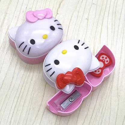 24pcs Sanrio Cartoon Creative Kt Pencil Sharpener+rubber Two-in-one Student Stationery Set Children's Dual-use Prizes Wholesale