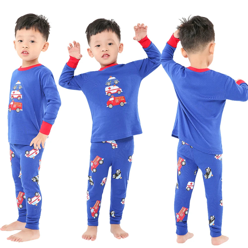 Boys Pajamas Sets 2 to 3 4 5 6 7 8 Years Cotton Long Sleeve Toddler Boy Pijama Autumn Winter Kids Sleepwear Set Children Clothes