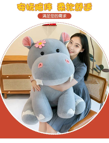New 55cm Large Size Hippo Plush Toy Fluffty Kawaii Plushie Doll Simulation Hippo Doll Anime Cute Stuffed Animals Soft Plush Gift
