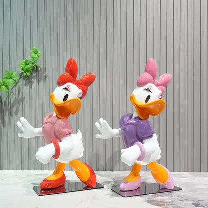 Disney Anime Figuras Donald Duck Daisy Statue Cartoon Cute Resin Model Crafts Desktop Decor Disney Toys for Kids Sculpture Gift