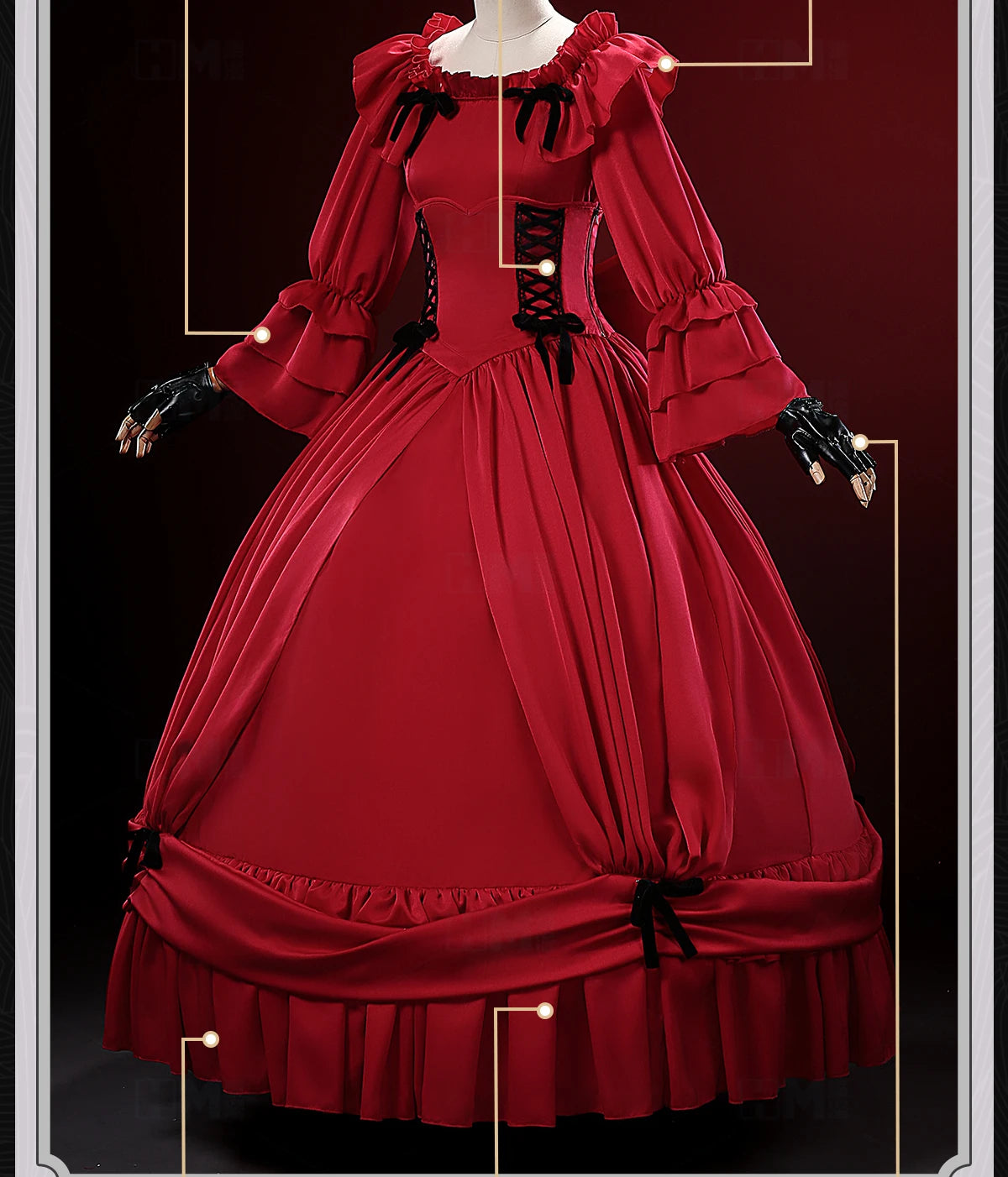 Scarlet El Vandimion Cosplay Costume Wig Red Dress Anime May I Ask for One Final Thing Ice Rose Earrings Women Girls Role Play