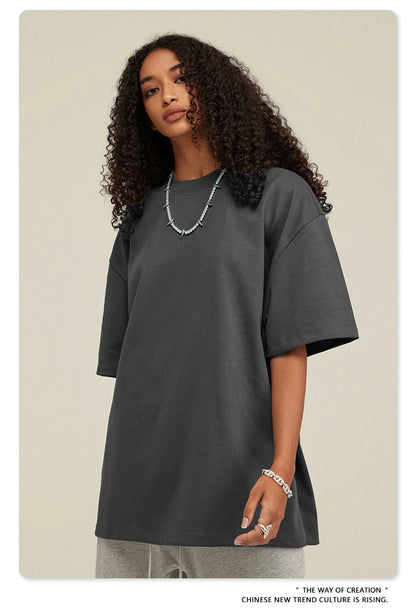 ZODF 2025 Heavy-Weight 425gsm 100% Cotton T-Shirts For Men Unisex Summer Oversized O-Neck Basic Solid T Shirt Brand Tees HY0485