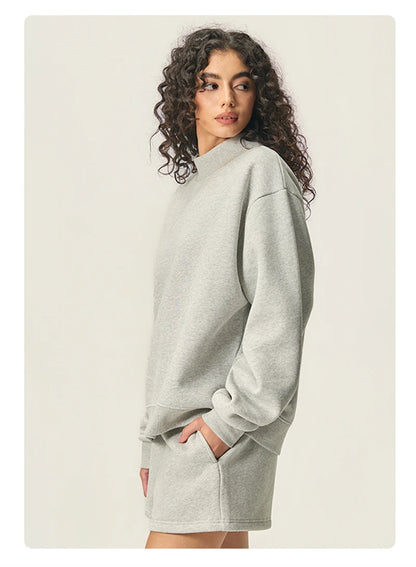 ZODF 2025 Winter Women 350gsm Warm Fleece Sweatshirts Girls Female Hip Hop Half Turtleneck Pullovers Brand Clothing HY056