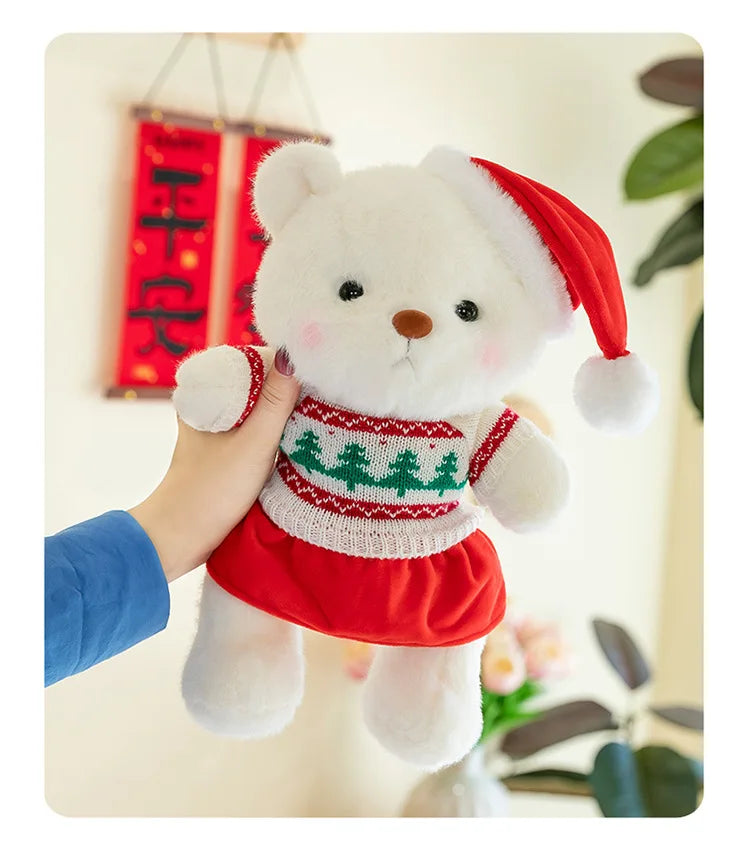 Plush Teddy Bear with Sweater Scarf for Kids Birthday Xmas Gift Cute Jointed Couple Bears Stuffed Animal Toy for Valentine