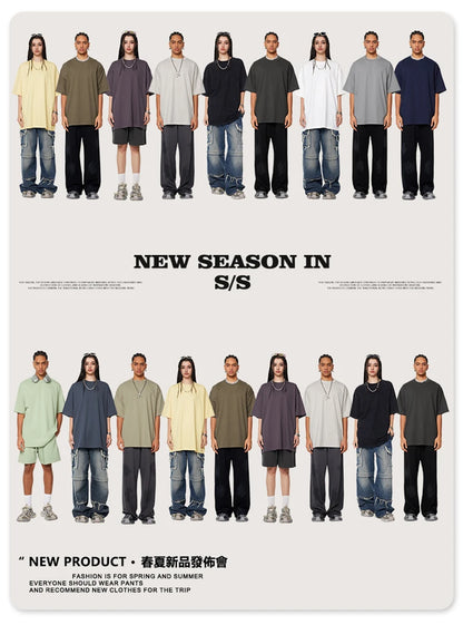 ZODF 2024 Heavy-Weight 345gsm Basic Solid T-Shirts For Men Unisex Women Summer Loose 100% Cotton T Shirt Brand Clothes HY0771