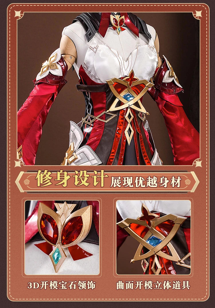 Genshin Impact Alice Cosplay Costume Wig Dress Headwear Ring Game Uniform Halloween Party for Women Girls Role Play Outfit Props