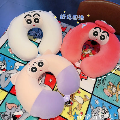 Memory Foam Cartoon Crayon Shin Chan U-shaped Pillow Travel Portable Neck Pillow Office Slow Rebound Napping Pillow Washable