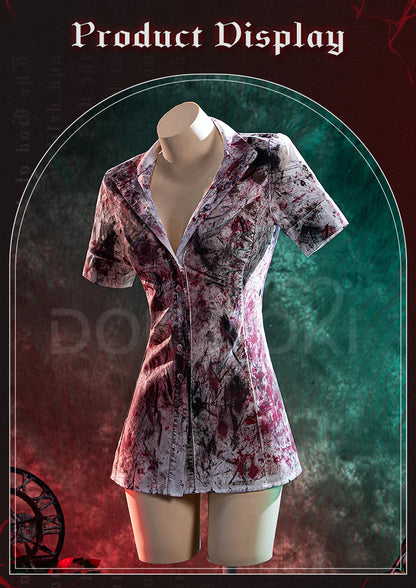 IN STOCK Bubble Head Nurse Cosplay Costume Game Cosplay【XS-3XL】DokiDoki-R Women Halloween Bloody Nurse Dress Mask Plus Siz