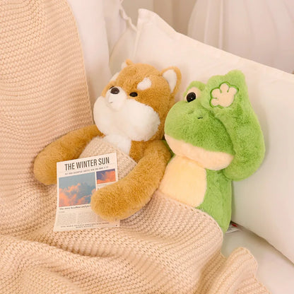 Funny Peek A Boo Frog Plushie Toy Stuffed Soft Bunny Hide Eyes Shiba Inu Dog Panda Crocodile Duck Toys for Kids Birthday Gift