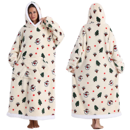 Woman Towel Robe Home Clothes Long Winter Warm Thick Bathrobe Soft Fluffy Pullovers Man Loungewear Pjs Oversized Hoodie Blanket