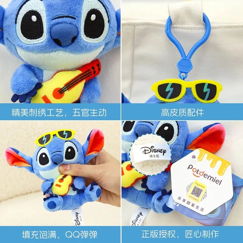 Disney Toy Story Stitch Kawaii Plush Toys Guitar Cartoon Stuffed Anime Bag Keychain Pendant Car Keyring Birthday Christmas Gifts