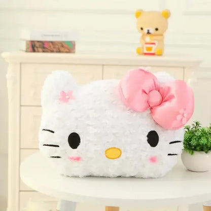 Aoger Kawaii Hello Kitty Rose Velvet Plush Melody Pillow Plushie Toy Soft Pillow Decorative Doll Bedding Kids Birthday Gift